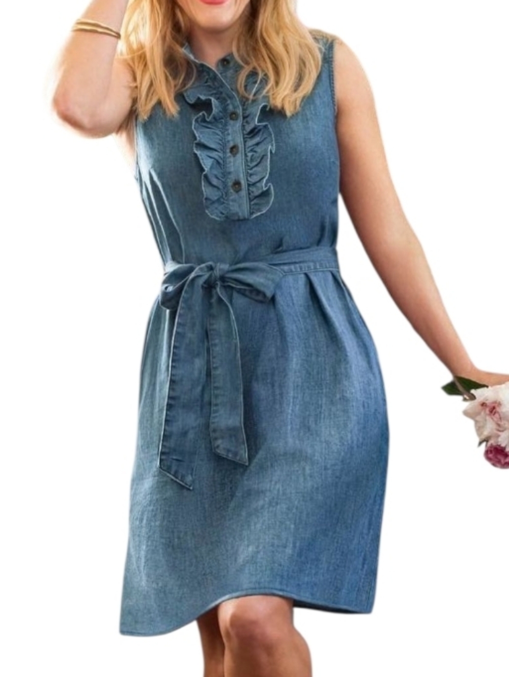 Draper James Sleeveless Chambray Shift Dress